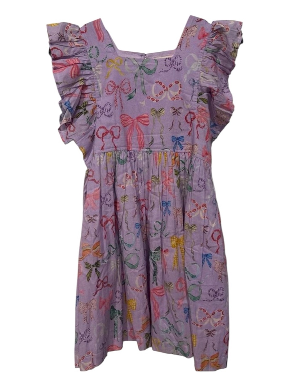 Pink Chicken Girls Lavender Bow Print Ruffle Dress Size 7Y NWT